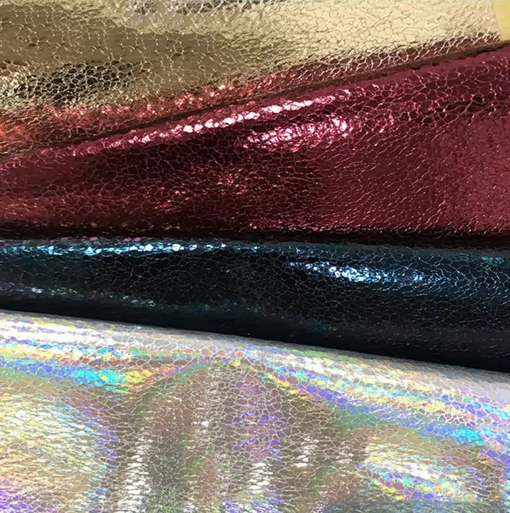 Anti White Gas Luxury Artificial Glitter Metallic Snake PU Leather For Handbags