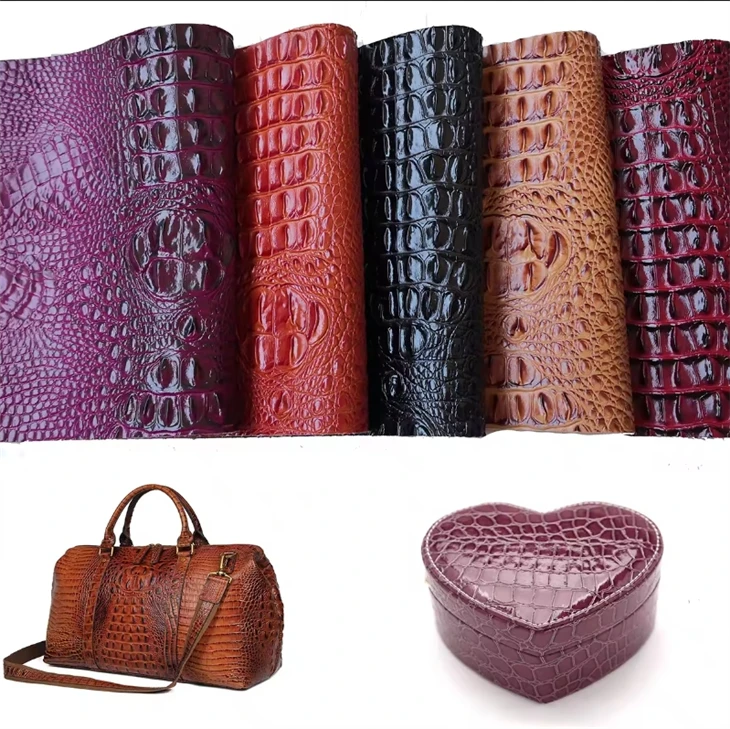 Emossed Synthetic PVC Crocodile Faux Leather Fabric For Bags And Shoes