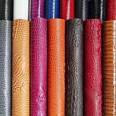 Fabrik Kulit Tiruan PVC Buaya Sintetik Emossed Untuk Beg Dan Kasut