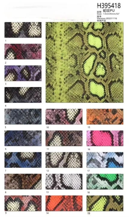 Premium Eco Snake Skin PU Leather Fabric Dresses & Skirts With Knitted Backing Waterproof Finish