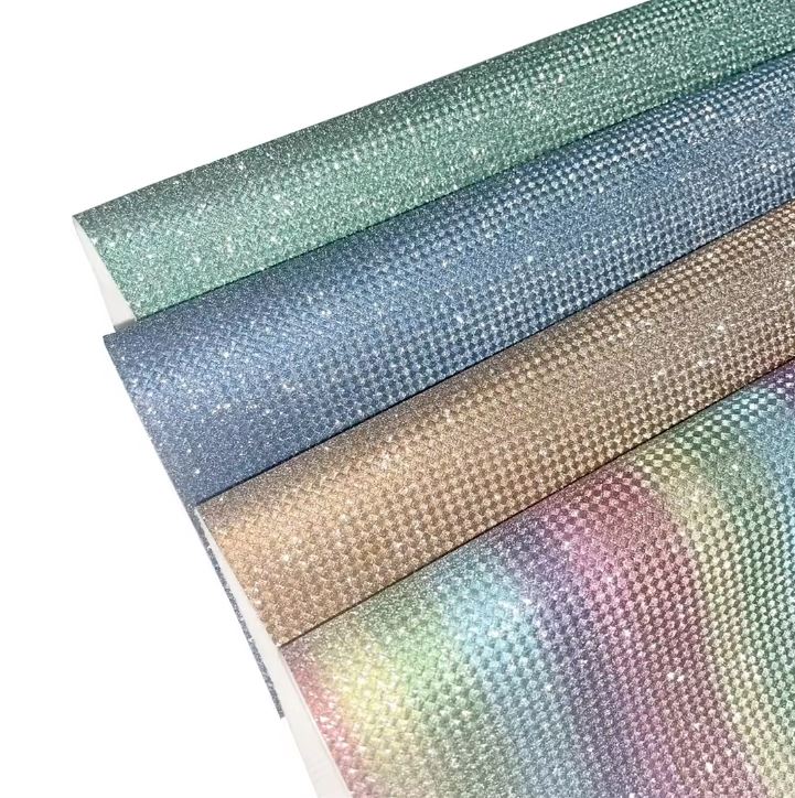 Cinderella Berkilat Kekisi Tenunan Kecil Kain Kapas Berwarna-warni Atau TPU Kulit Tiruan Sandaran Mikrofiber Untuk Kasut dan Beg