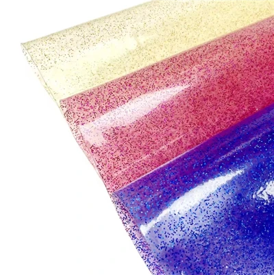 Laser Berwarna-warni Bijian Bulat Glitter TPU Kulit Tiruan Untuk Beg
