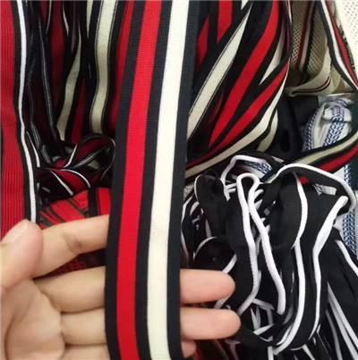 Borong Berwarna-warni 100% Poliester Knit Stripe Pita Twill Untuk Pakaian