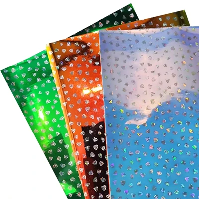 Borong Diamond Design Printed Mirror Pu Leather Fabric