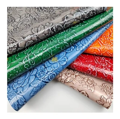 Serlahkan Borong Gloss Tinggi Camellia Timbul Vinyl Rollsl Tiruan Untuk Kraf DIY Beg Dompet Upholsteri