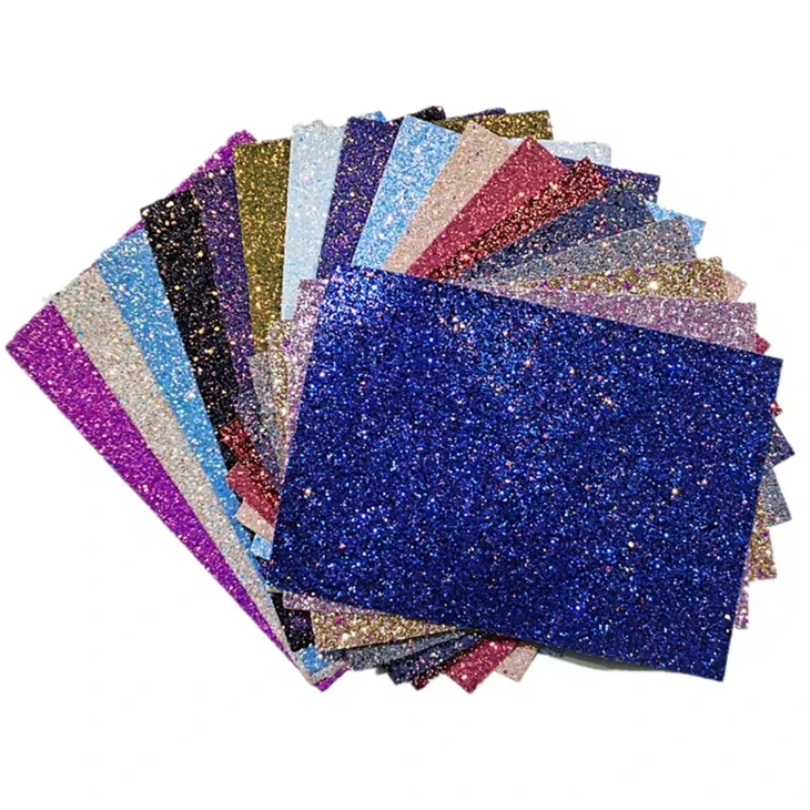 Sparkly Shiny Synthetic Vinyl PU Glitter Fabric Sheets Chunky Faux Leather For Shoes Bags Bow Crafts